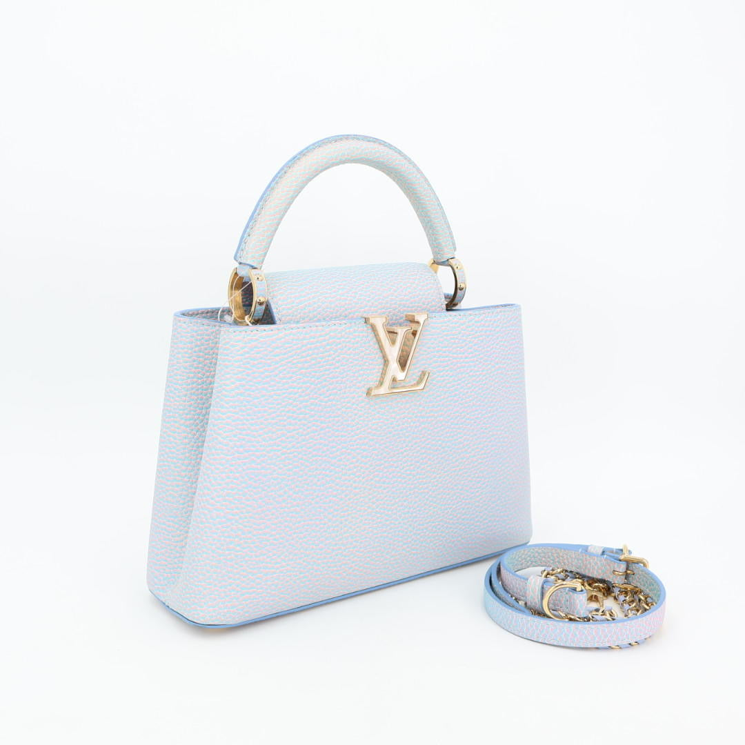 ルイヴィトン LOUIS VUITTON カプシーヌBB ハンドバッグ　ブルー ピンク レディース 美品