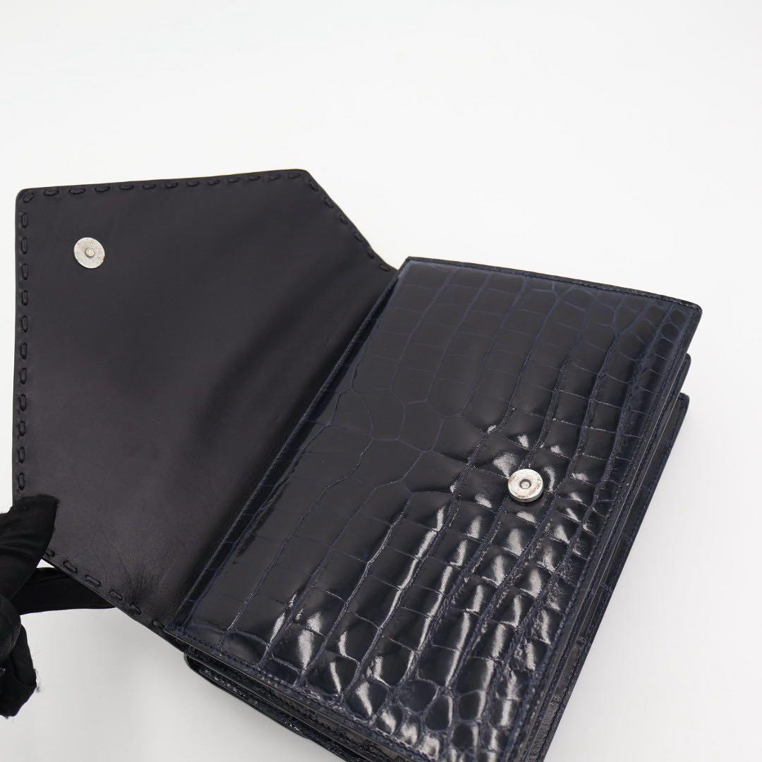 ボッテガ·ヴェネタBOTTEGA VENETA ハンドバック クロコバッグミニ ネイビー クロコダイル