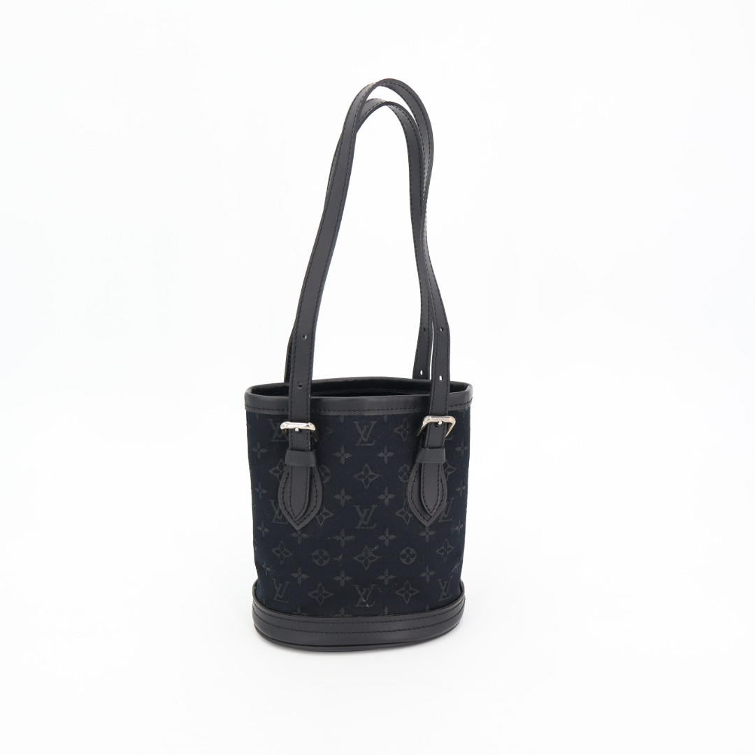 ルイ ヴィトン LOUIS VUITTON モノグラム サテン リトル バケット ハンド バッグ ノワール M92144 ブラック
