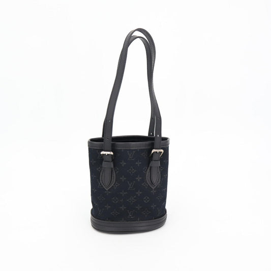 ルイ ヴィトン LOUIS VUITTON モノグラム サテン リトル バケット ハンド バッグ ノワール M92144 ブラック