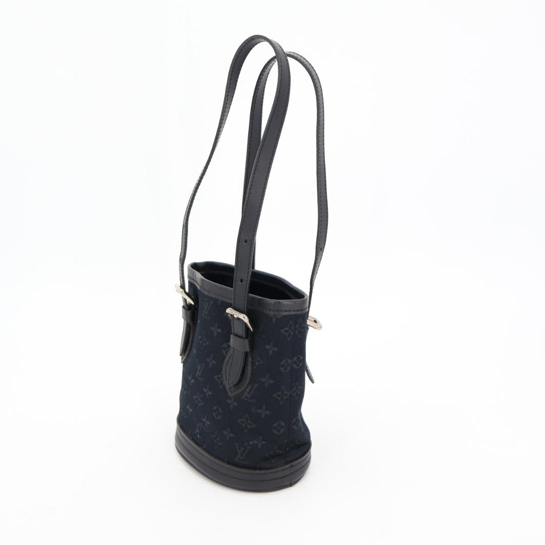 ルイ ヴィトン LOUIS VUITTON モノグラム サテン リトル バケット ハンド バッグ ノワール M92144 ブラック