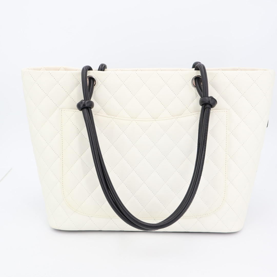 シャネル CHANEL カンボンライントートバッグ トートバッグ バッグ レザー レディース ホワイト系 / ブラック系 ホワイト ブラック