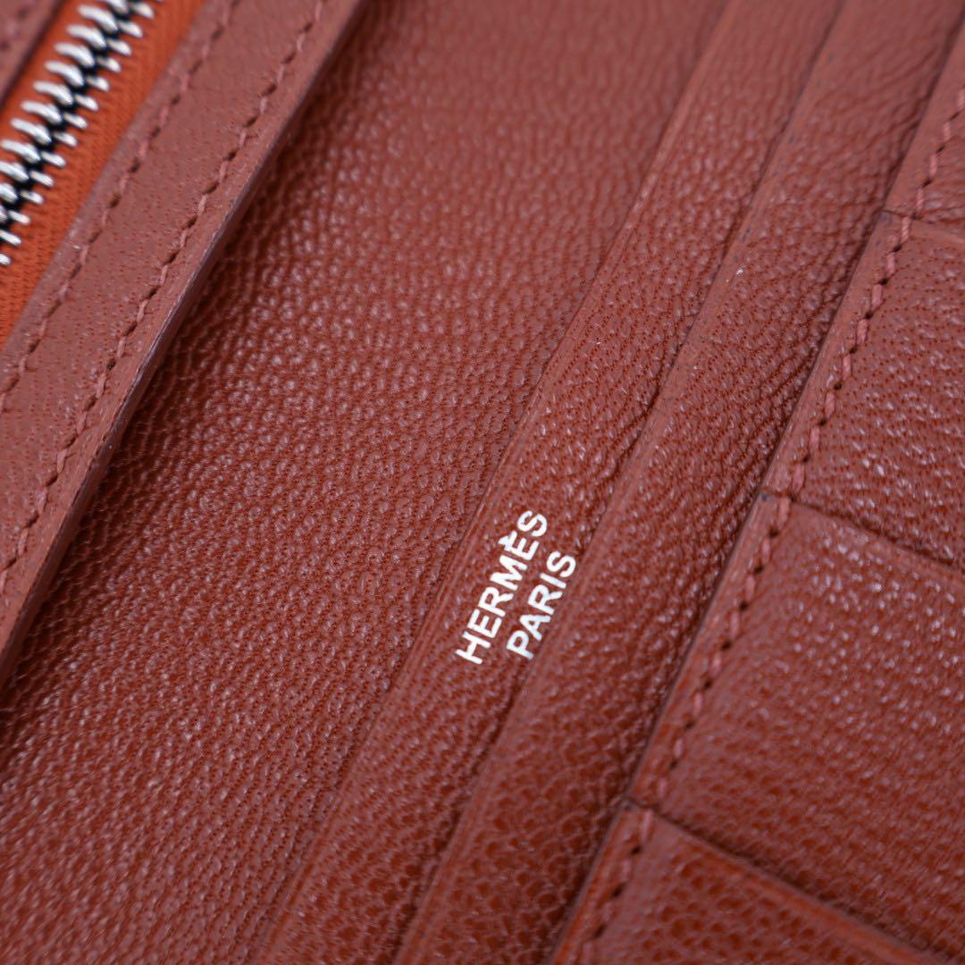 エルメス HERMES べアンスフレ 長財布 ボルドー リザード