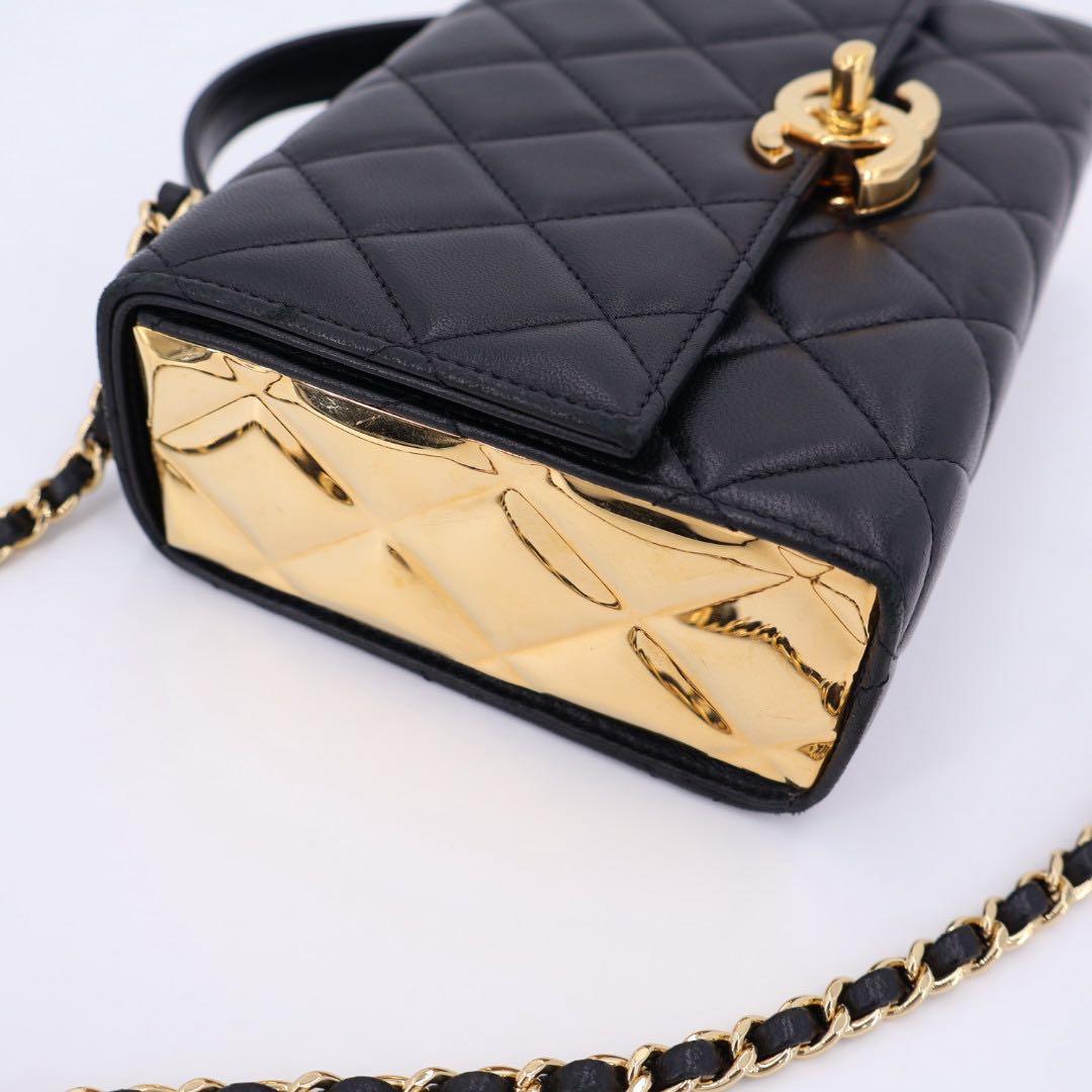 シャネル CHANEL ミニマトラッセ ラムスキン シングルフラップ シングルチェーンバッグ