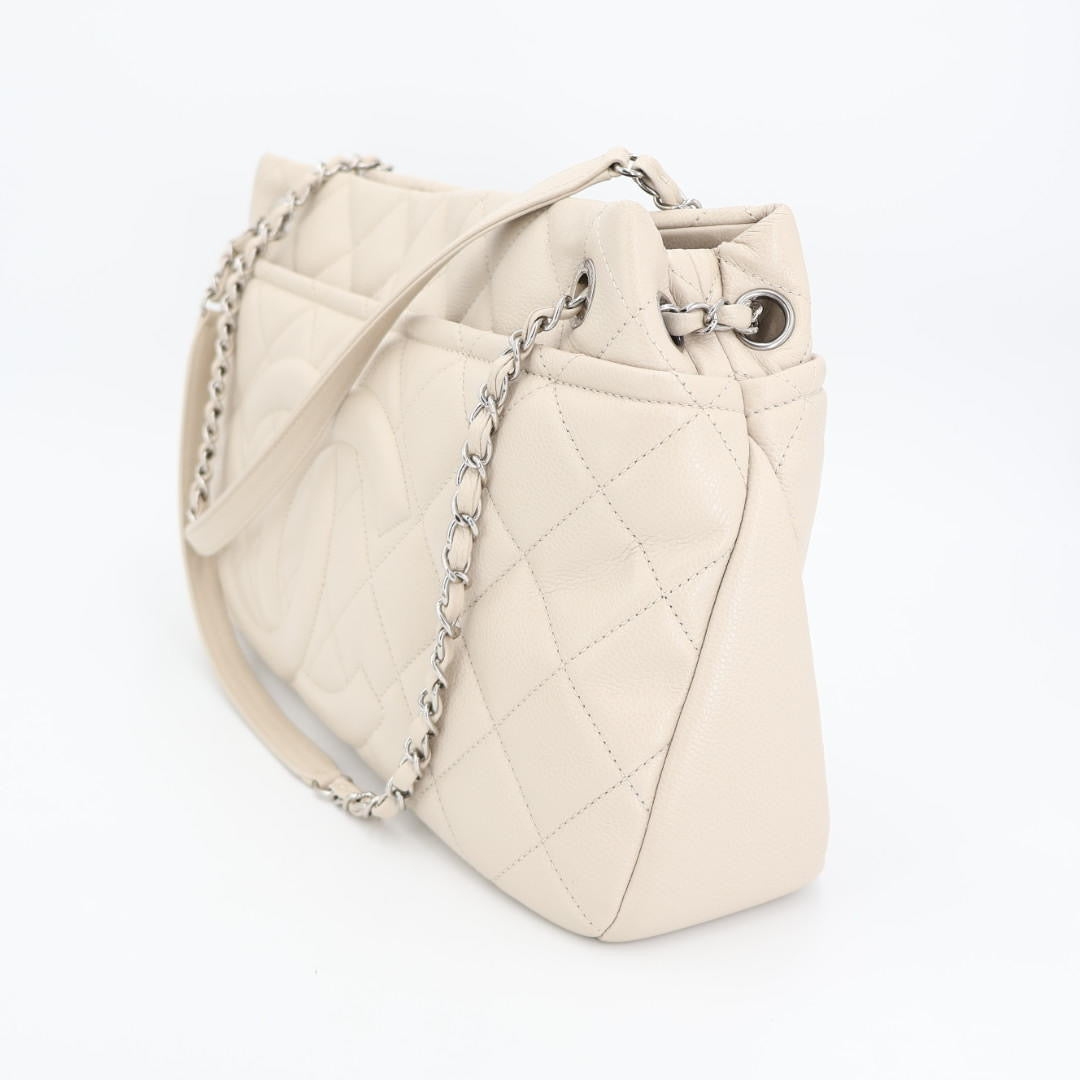 シャネル CHANEL チェーントートバッグ マトラッセ ココマーク グレーベージュ ソフトキャビアスキン