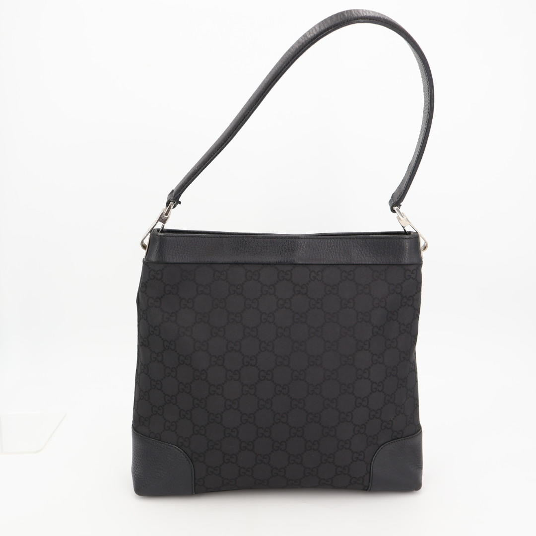 グッチ GUCCI ブラック GGキャンバス レザー ショルダーバッグ レディース