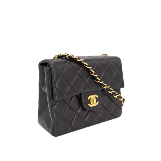 シャネル CHANEL チェーン ミニマトラッセ ショルダーバッグ ラムスキン ブラック