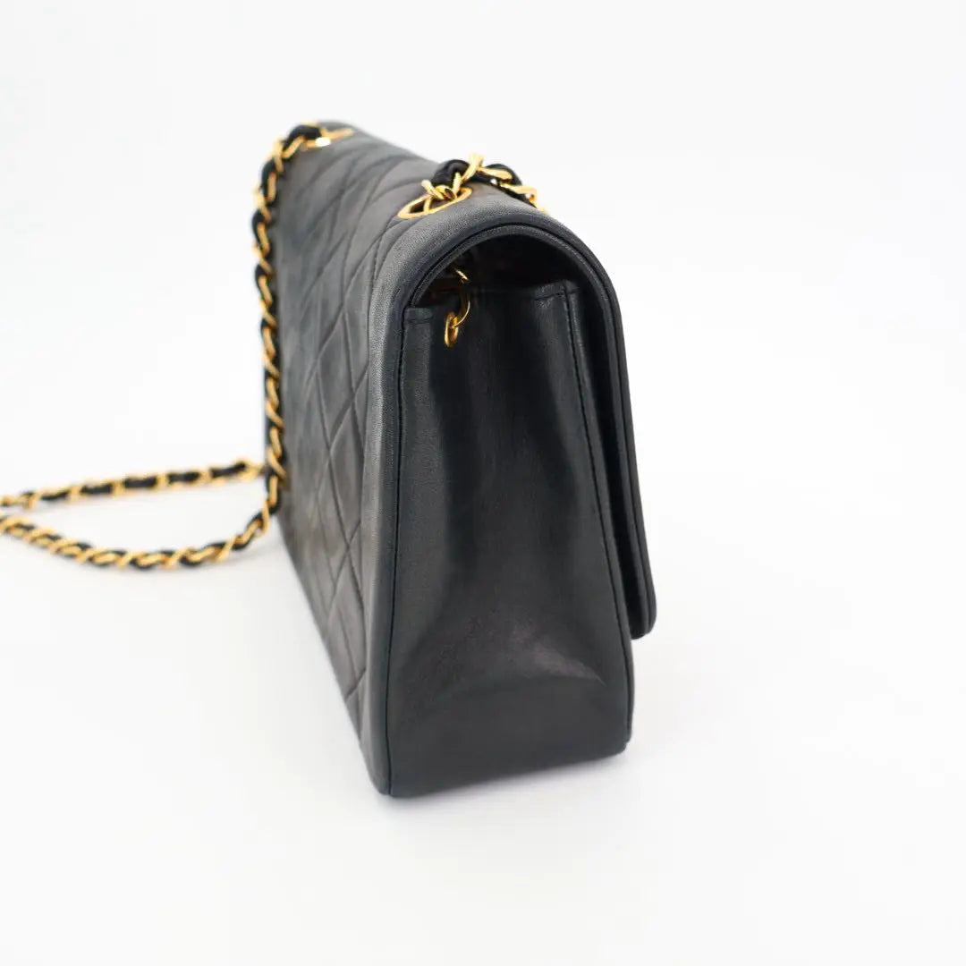 シャネル CHANEL マトラッセ シングルフラップ チェーン ショルダーバッグ ココマーク レザー ブラック レディース