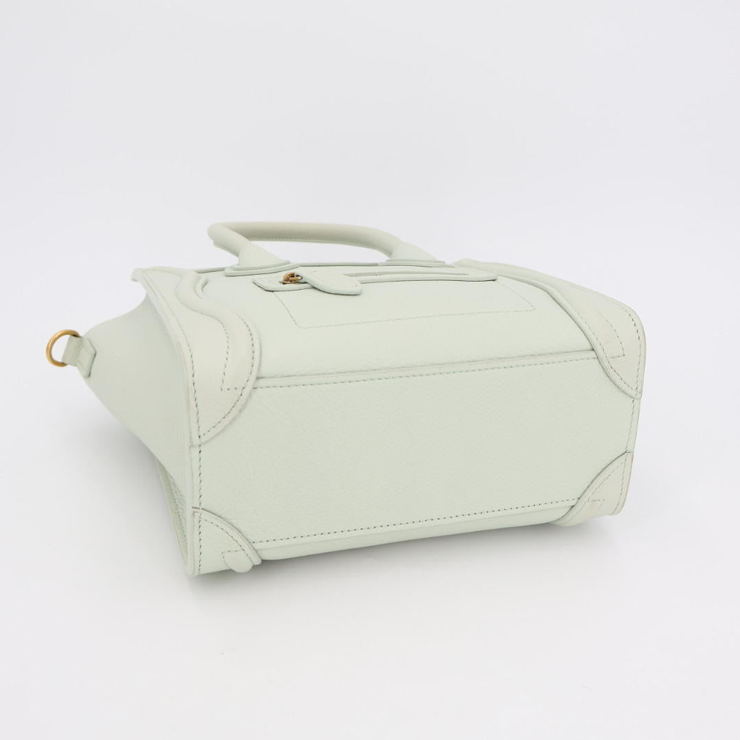 CELINE セリーヌ ラゲージ ナノショッパー 2WAY ライトグリーン ゴールド金具 レディース カーフ ハンドバッグ