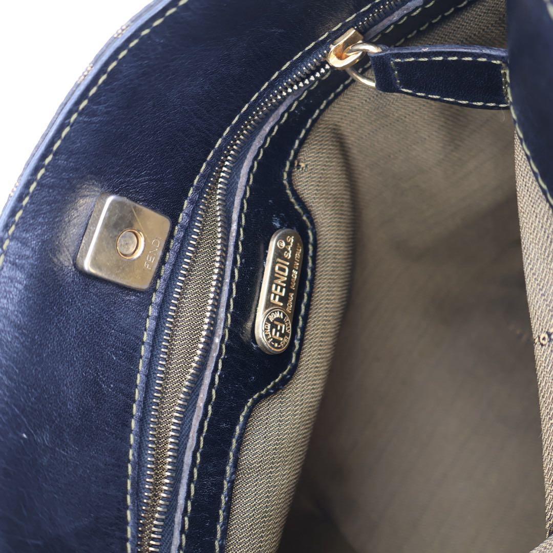 フェンディ FENDI トートバッグ ワンショルダー 2WAY 肩掛け 手提げ ズッカ柄 キャンバス×レザー 茶