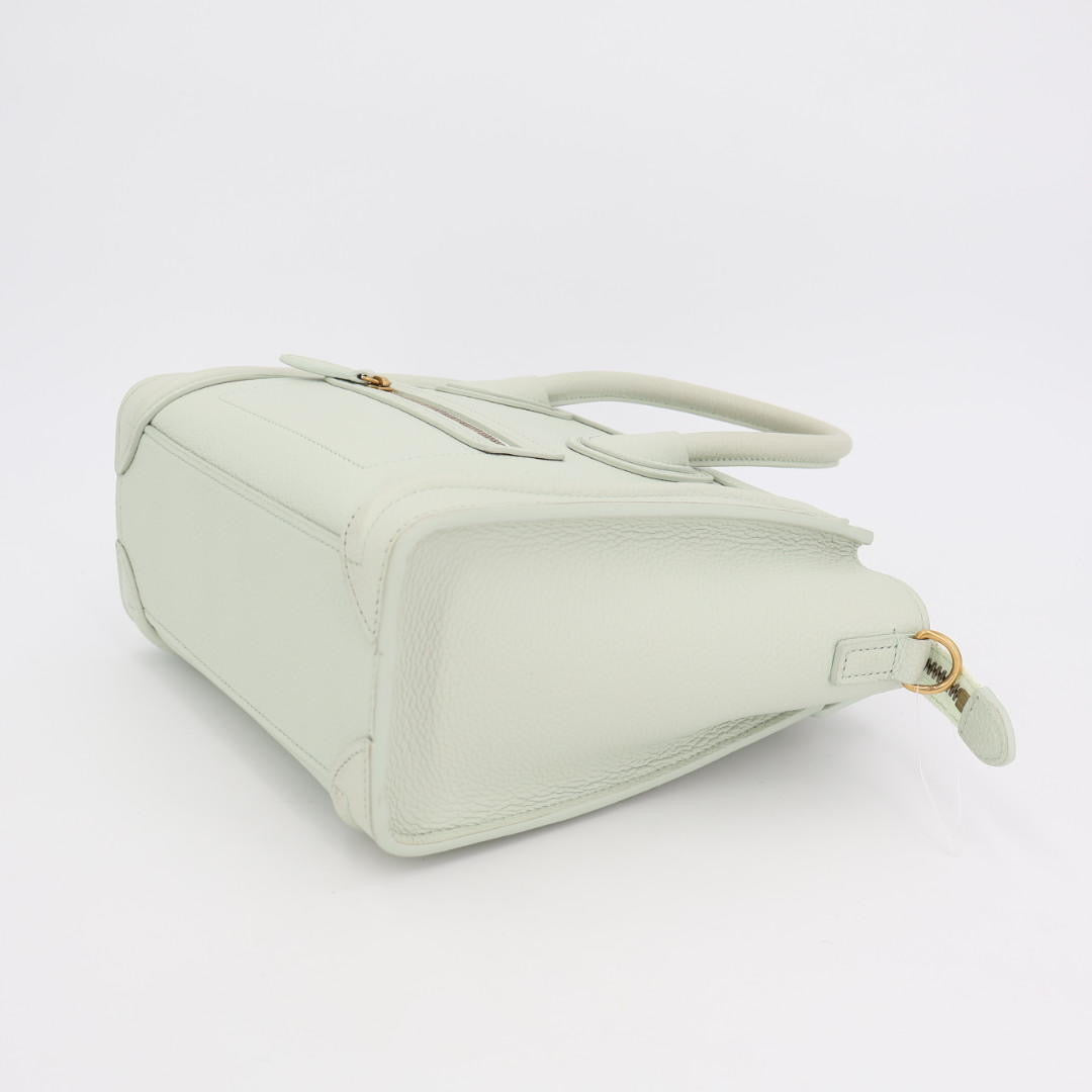 CELINE セリーヌ ラゲージ ナノショッパー 2WAY ライトグリーン ゴールド金具 レディース カーフ ハンドバッグ