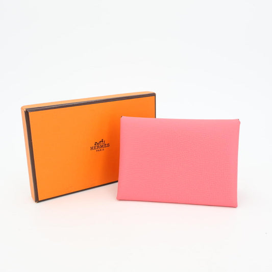エルメス HERMES カードケース カルヴィ レザー ピンク レディース