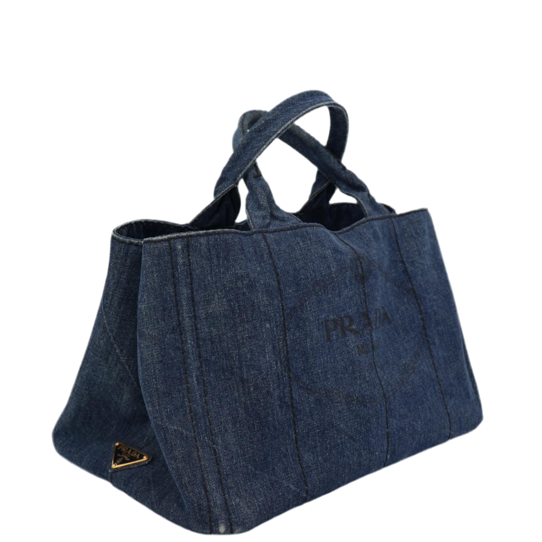 プラダ PRADA カナパ ショッピングトート アヴィオ インディゴブルー系 デニム ハンドバッグ トートバッグ