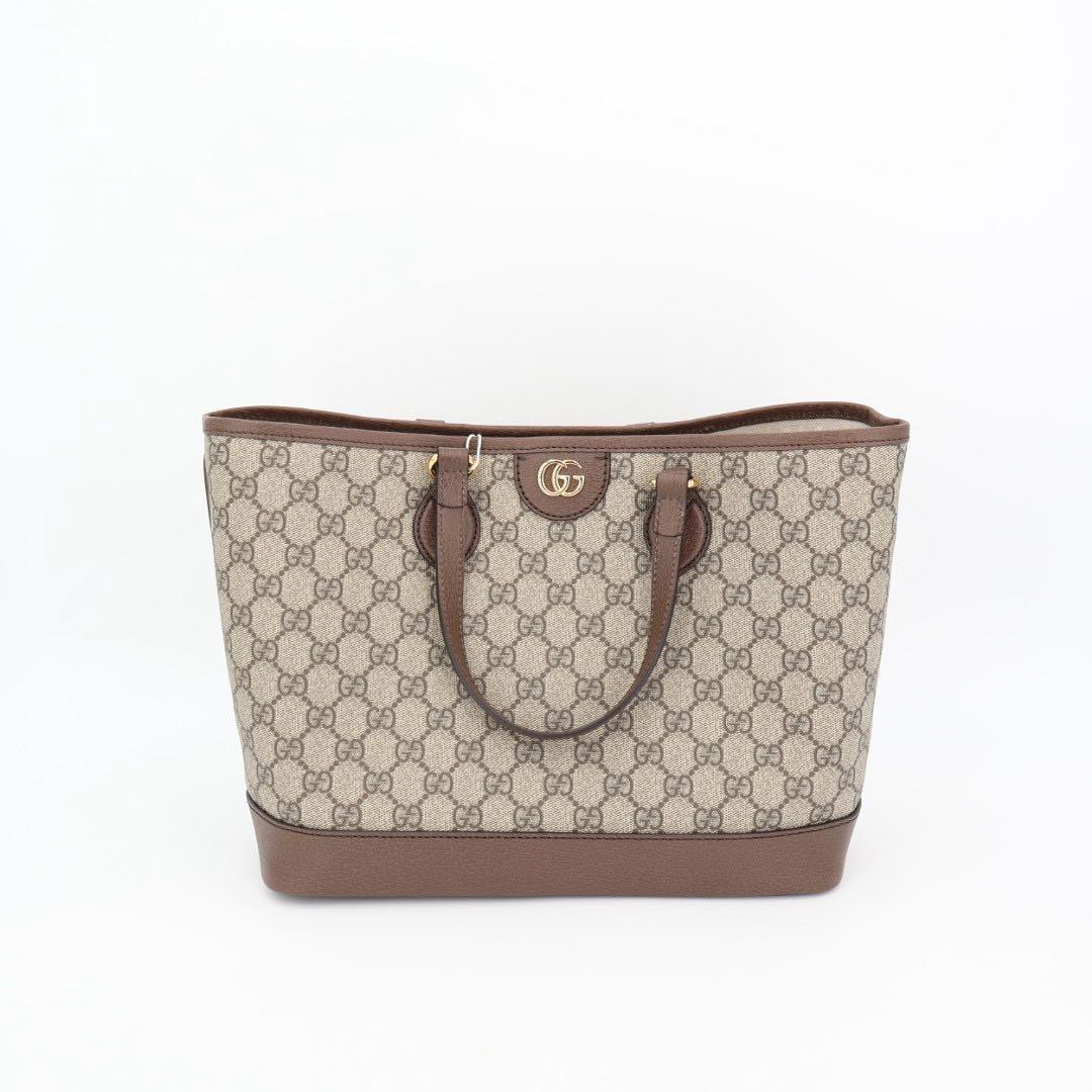 グッチ GUCCI GGスプリーム トートバッグ ショルダーバッグ 765043 ベージュ ブラウン PVC レザー レディース