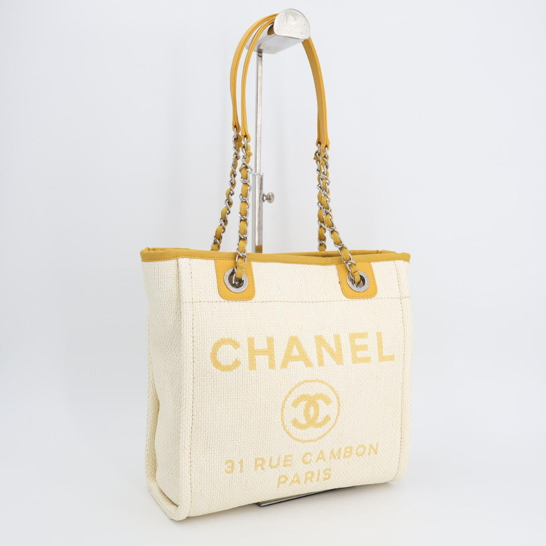 シャネル CHANEL ドーヴィル チェーントート ショルダーバッグ トートバッグ ハンドバッグ チェーンバッグ ストロー レザー かごバッグ レディース