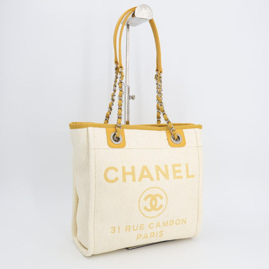 シャネル CHANEL ドーヴィル チェーントート ショルダーバッグ トートバッグ ハンドバッグ チェーンバッグ ストロー レザー かごバッグ レディース