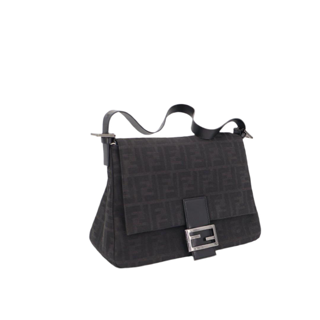 フェンディ Fendi ズッカ柄 ズッキーノ マンマバケット ナイロンキャンバス ワンショルダーバッグ ブラック系