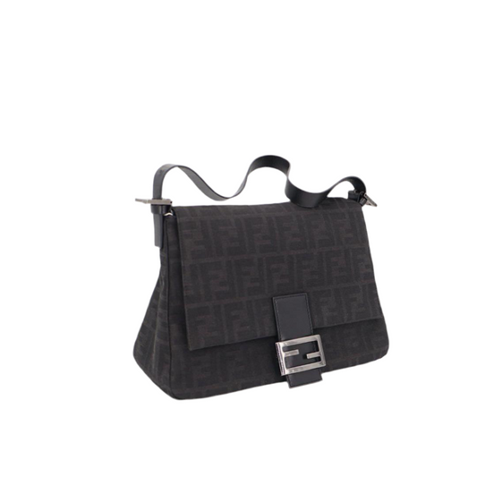 フェンディ Fendi ズッカ柄 ズッキーノ マンマバケット ナイロンキャンバス ワンショルダーバッグ ブラック系