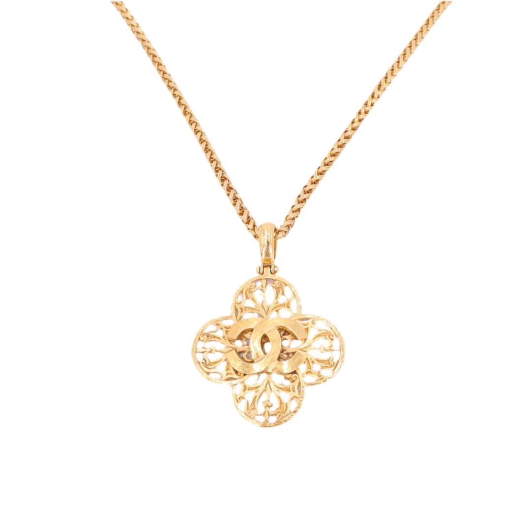 シャネル CHANEL チェーンネックレス ココマーク ゴールド アクセサリー ヴィンテージ フラワーモチーフ レディース