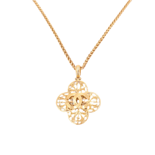 シャネル CHANEL チェーンネックレス ココマーク ゴールド アクセサリー ヴィンテージ フラワーモチーフ レディース