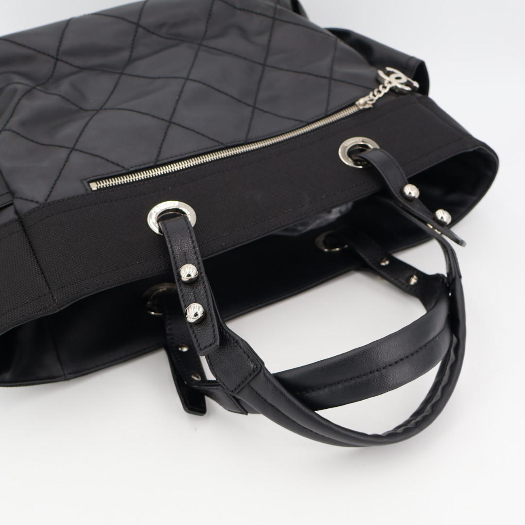 シャネル CHANEL パリビアリッツ トート GM ココマーク トートバッグ コーティングキャンバス ブラック A34210 レディース