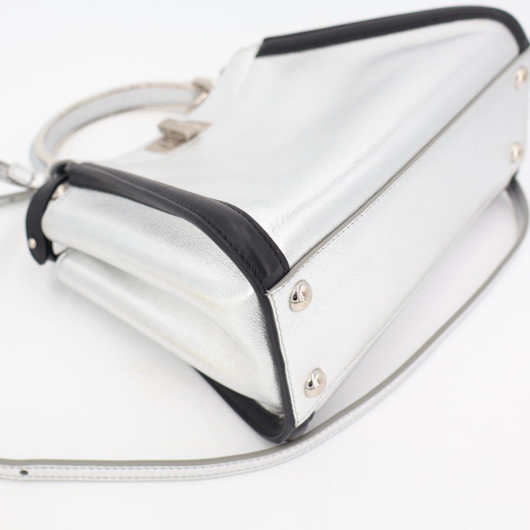 フェンディ Fendi ピーカブー アイコニック ハンドバッグ レザー シルバー ブラック 2WAY