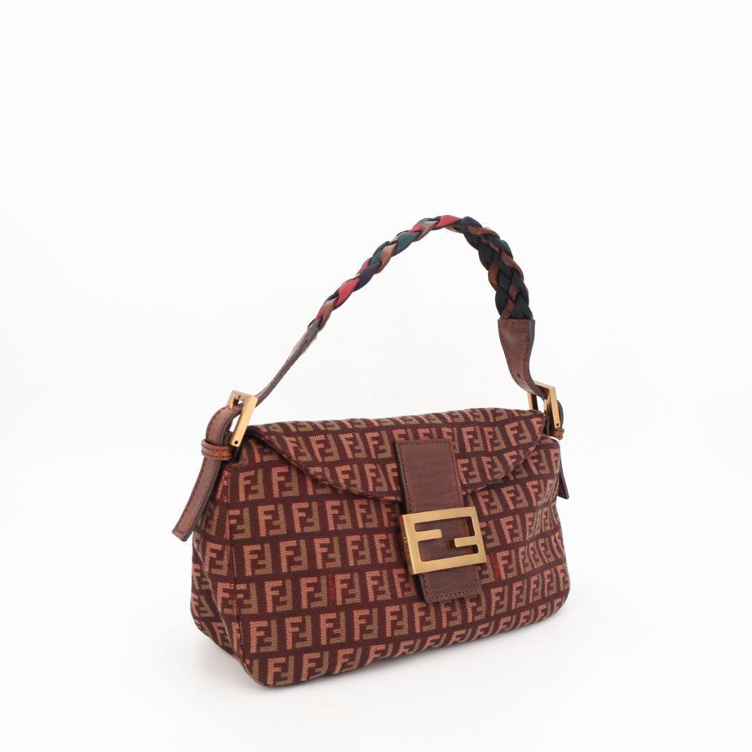 フェンディ Fendi ズッキーノ キャンバスxレザー ショルダーバッグ
