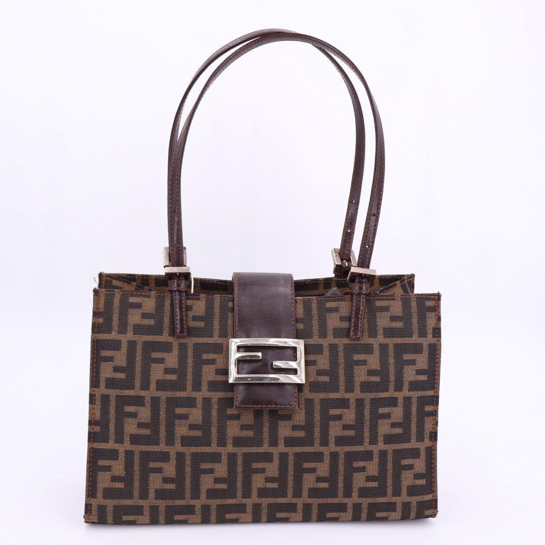 フェンディ FENDI ズッカ柄 FF柄 ロゴ トートバッグ ハンドバッグ ブラウン系