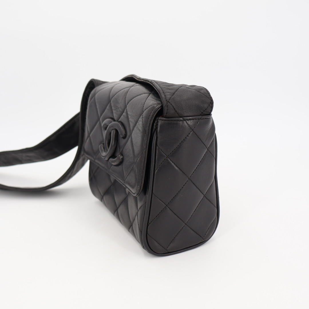 CHANEL マトラッセ ココマーク ショルダーバッグ レザー ブラック
