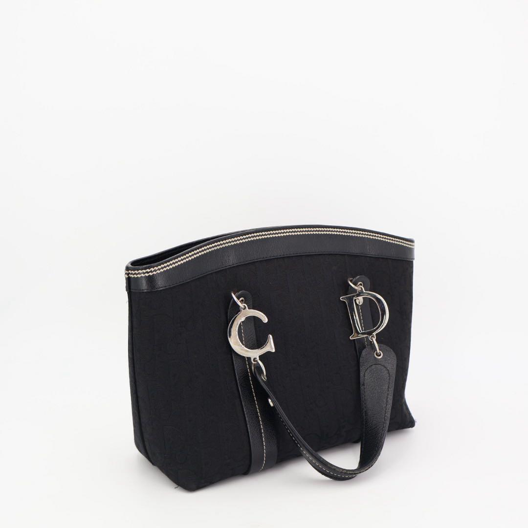 クリスチャンディオール Christian Dior トロッター フラワー 刺繍 トートバッグ ハンドバッグ