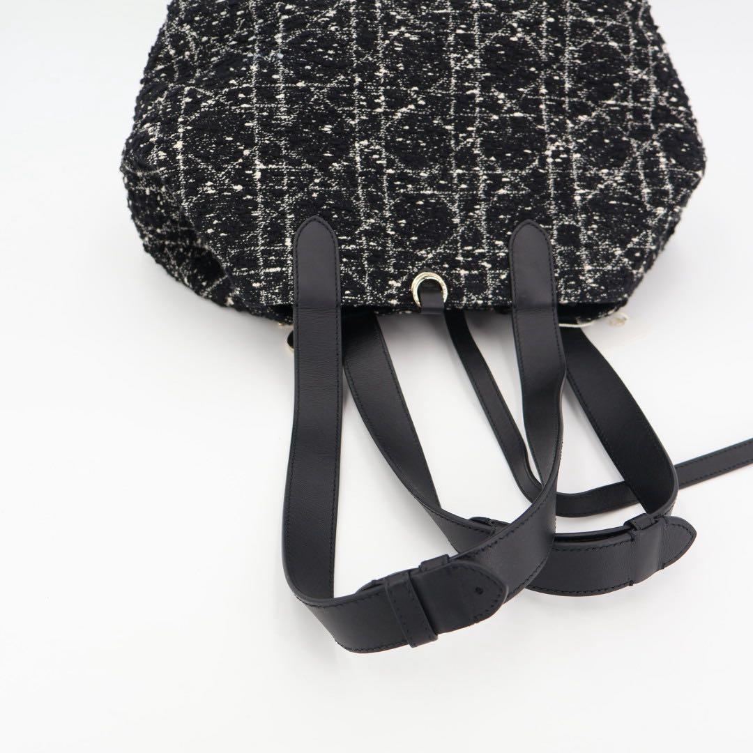 クリスチャンディオール Christian Dior ハンドバッグ カナージュ トゥジュール Toujours ミディアム ツイード M2821OTKV 2way 黒