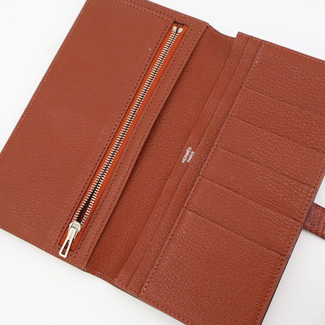 エルメス HERMES べアンスフレ 長財布 ボルドー リザード