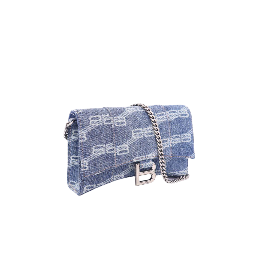 バレンシアガ BALENCIAGA デニムチェーンウォレット 656050 インディゴ 美品