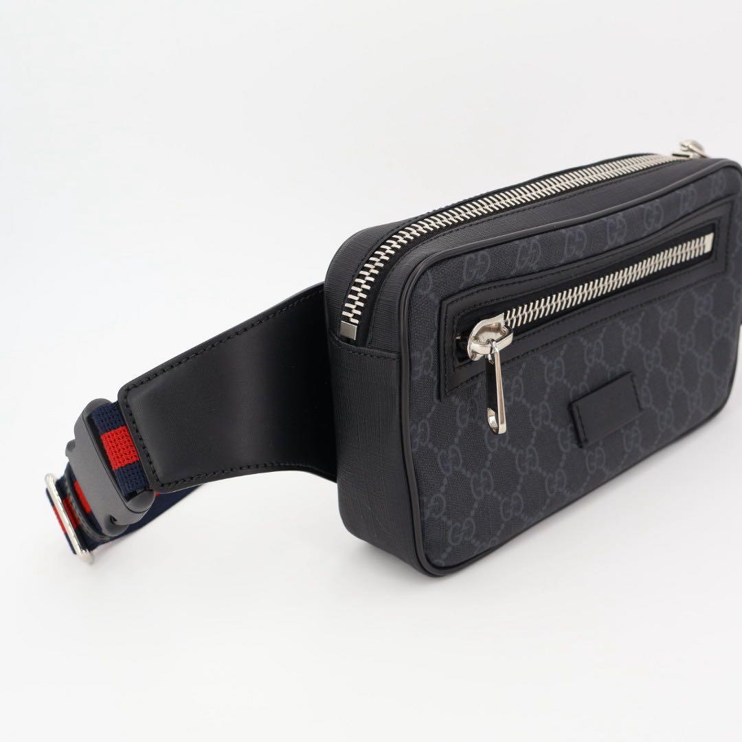 グッチ GUCCI ソフト GGスプリーム スリングバックパック グレー×ブラック クロスボディ ベルトバッグ ショルダーバッグ