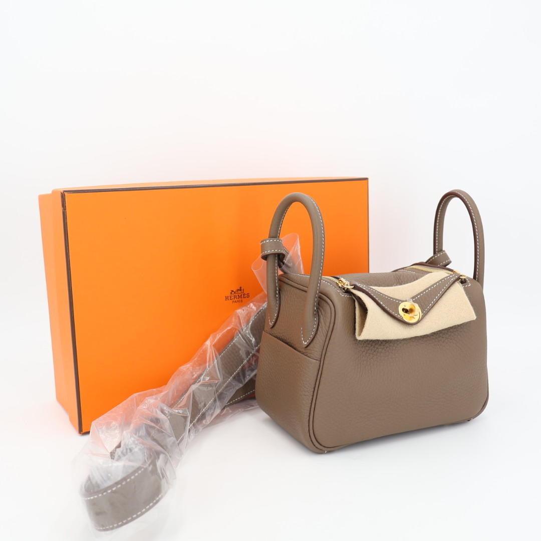 エルメス HERMES リンディミニ　エトゥープ　トリヨンクレマンス　ゴールド金具