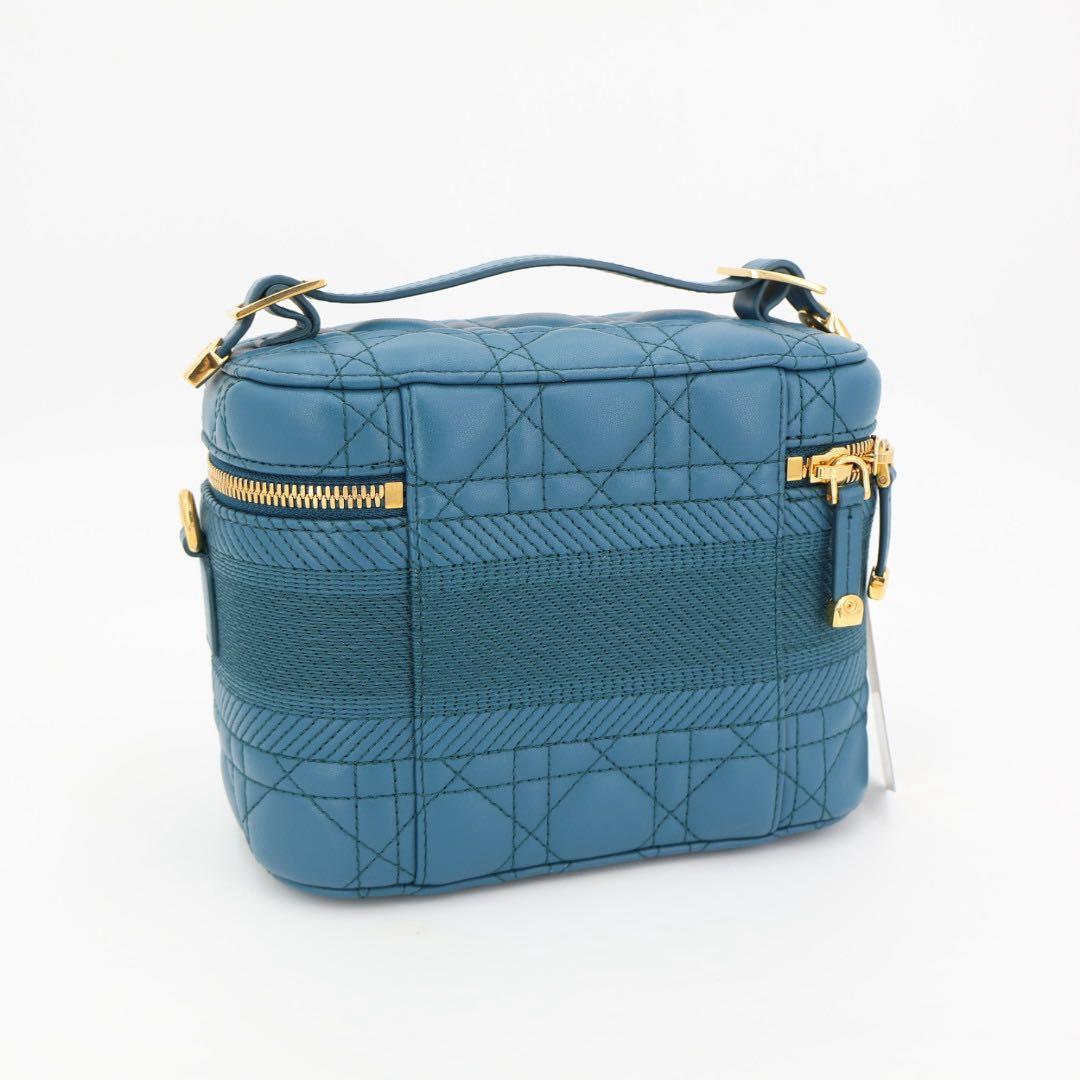 クリスチャンディオール Christian Dior トラベル カナージュステッチ レザー スモール ヴァニティ ショルダーバッグ 美品