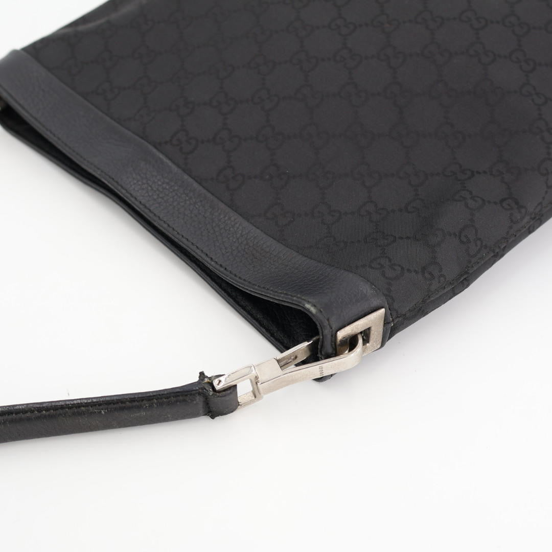 グッチ GUCCI ブラック GGキャンバス レザー ショルダーバッグ レディース
