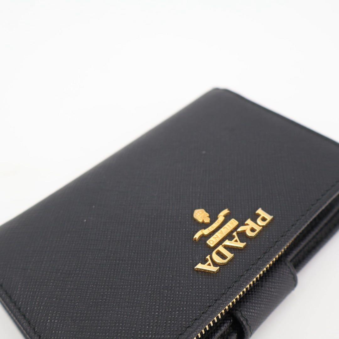 プラダ PRADA 折財布 サイフ SAFFIANO METAL 1ML225 QWA NERO ブラック F0002 2つ折財布