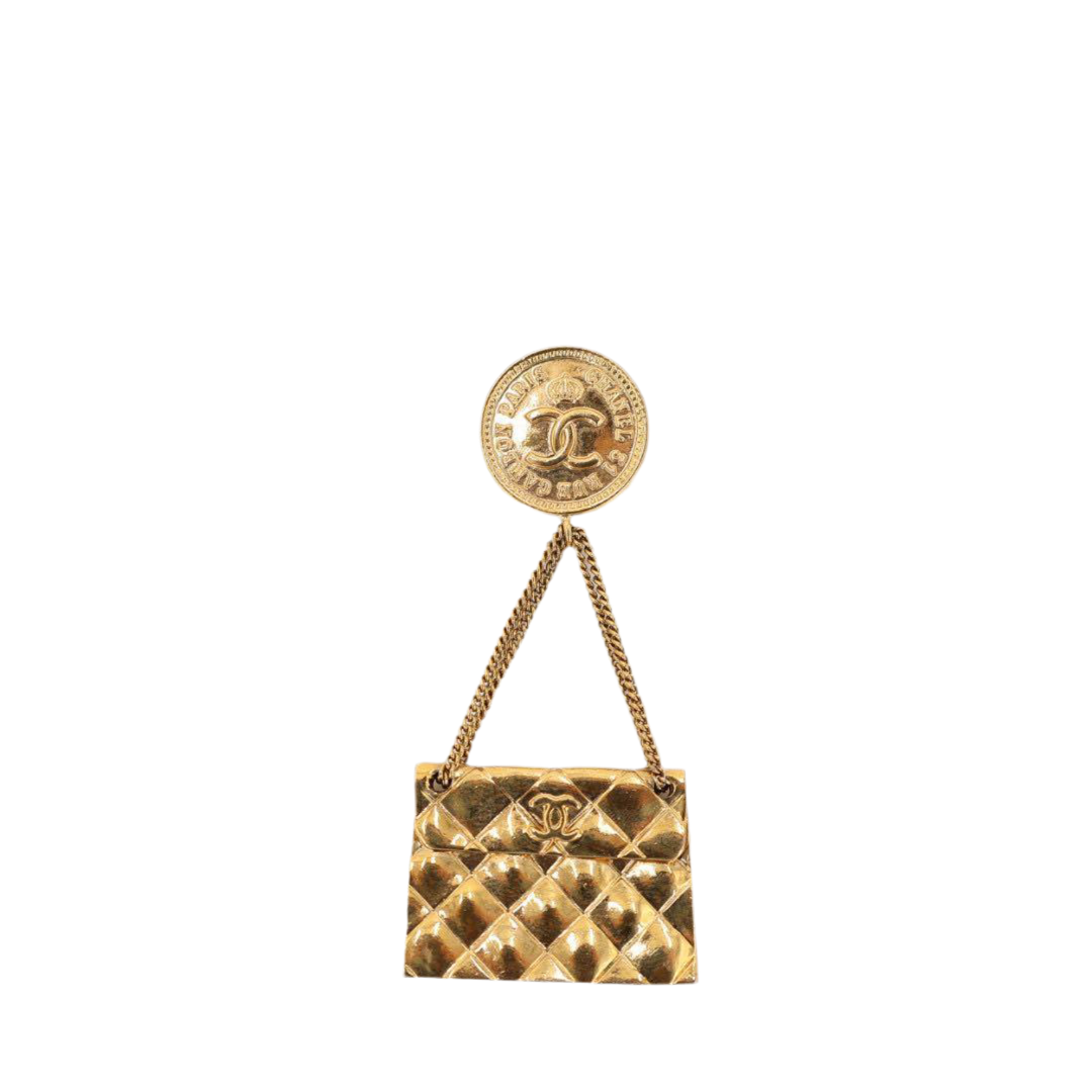 シャネル CHANEL ブローチ マトラッセ ココマーク バッグモチーフ アクセサリー ゴールド ヴィンテージ