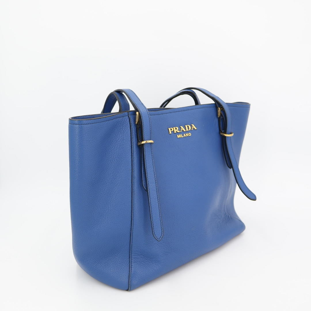 プラダ PRADA トートバッグ　レザー　ブルー