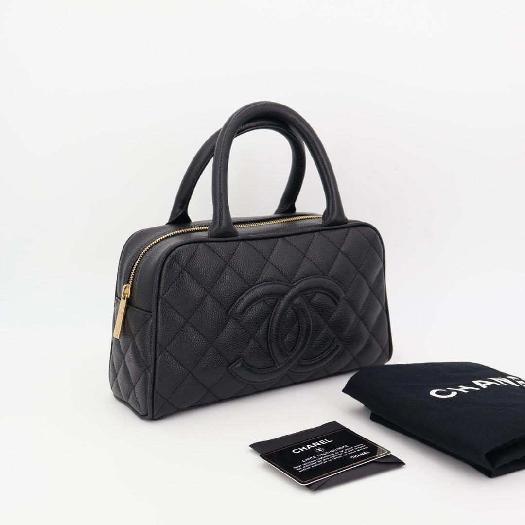 シャネル CHANEL マトラッセ　ココマーク　ミニボストン　キャビアスキン　ブラック