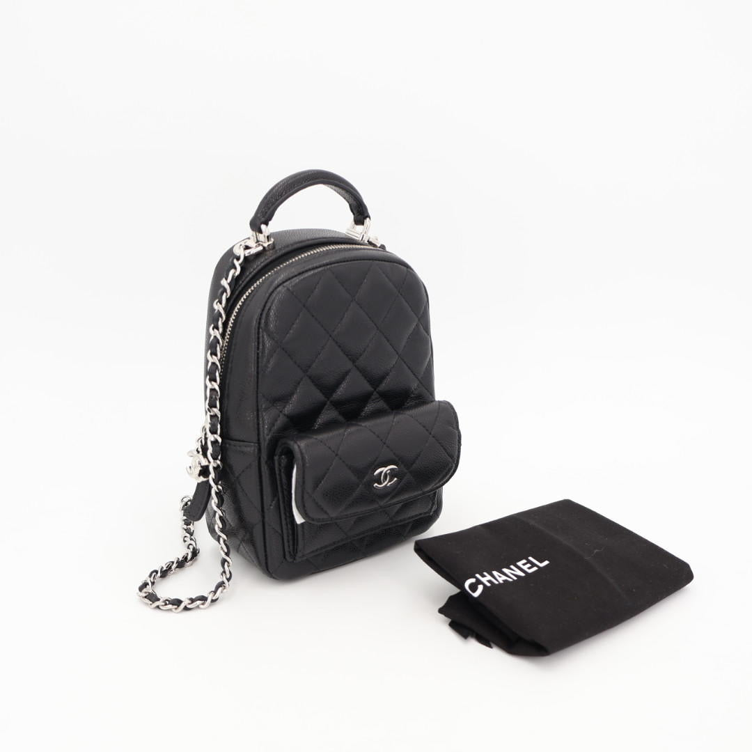 シャネル CHANEL チェーンミニバックパック リュックサック バックパック バッグ キャビアスキン(グレインドカーフ) レディース ブラック系 美品