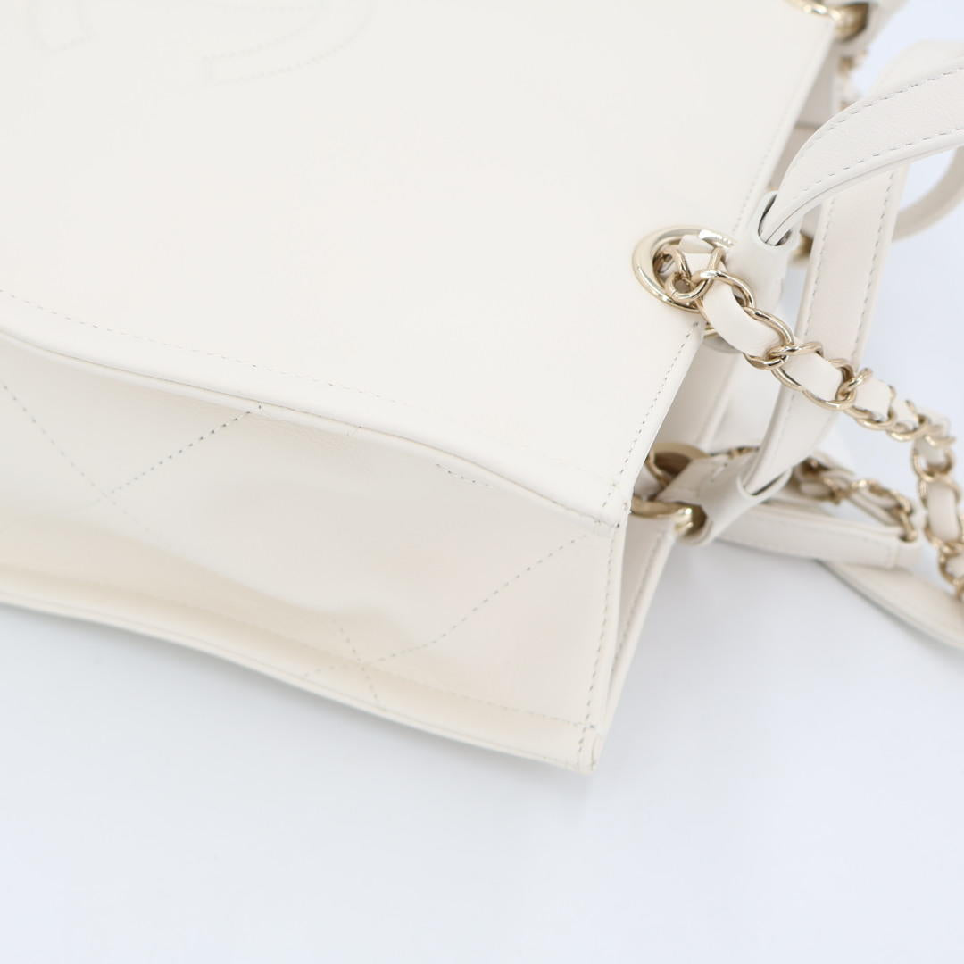 シャネル CHANEL スモールジップショップ 2WAY ホワイト AS3129 レディース トートバッグ 美品
