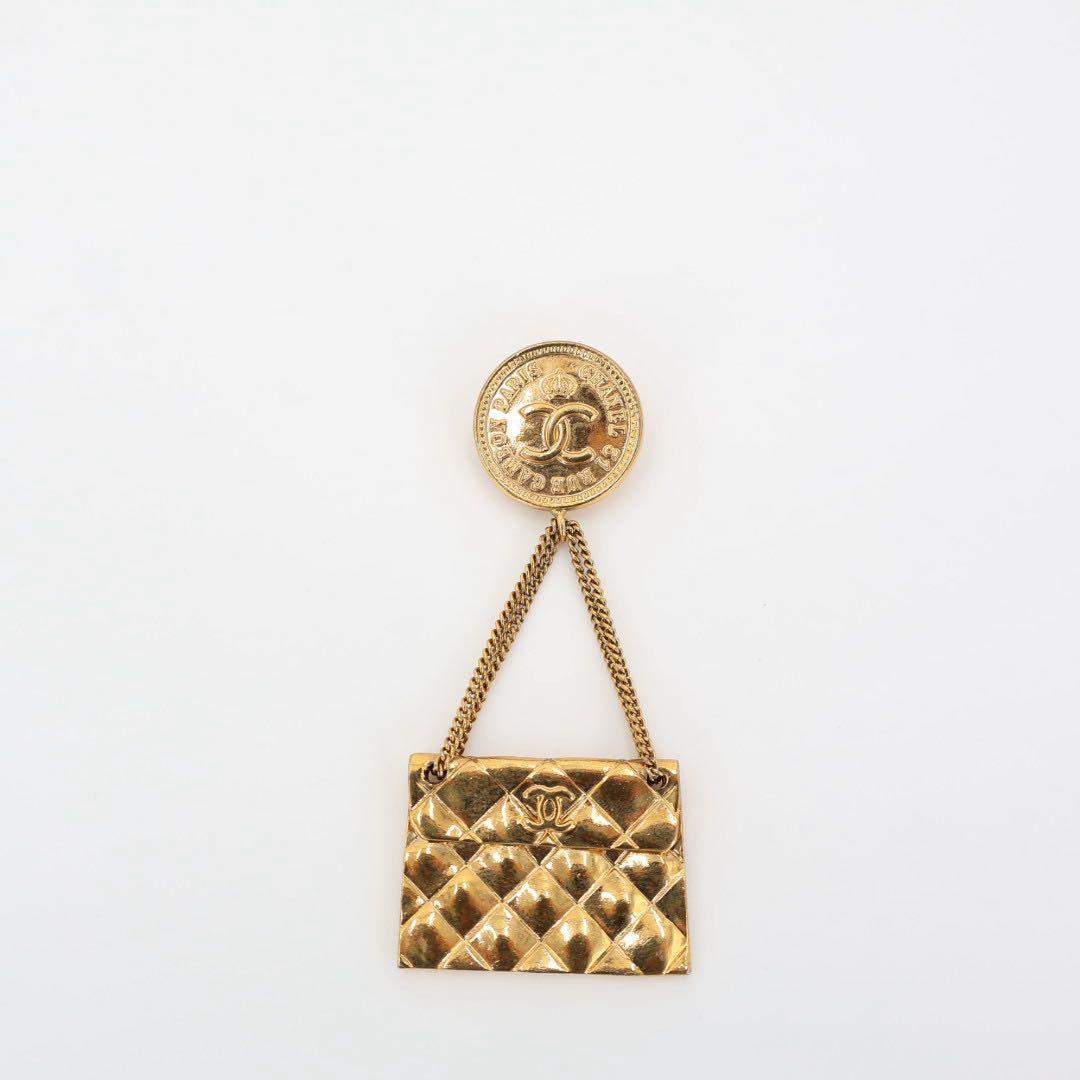 シャネル CHANEL ブローチ マトラッセ ココマーク バッグモチーフ アクセサリー ゴールド ヴィンテージ