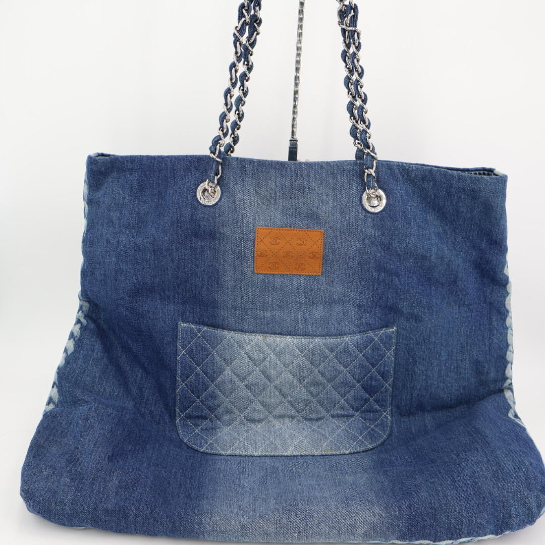 シャネルCHANELデニムチェーントートバッグレディース 美品