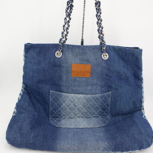 シャネルCHANELデニムチェーントートバッグレディース 美品