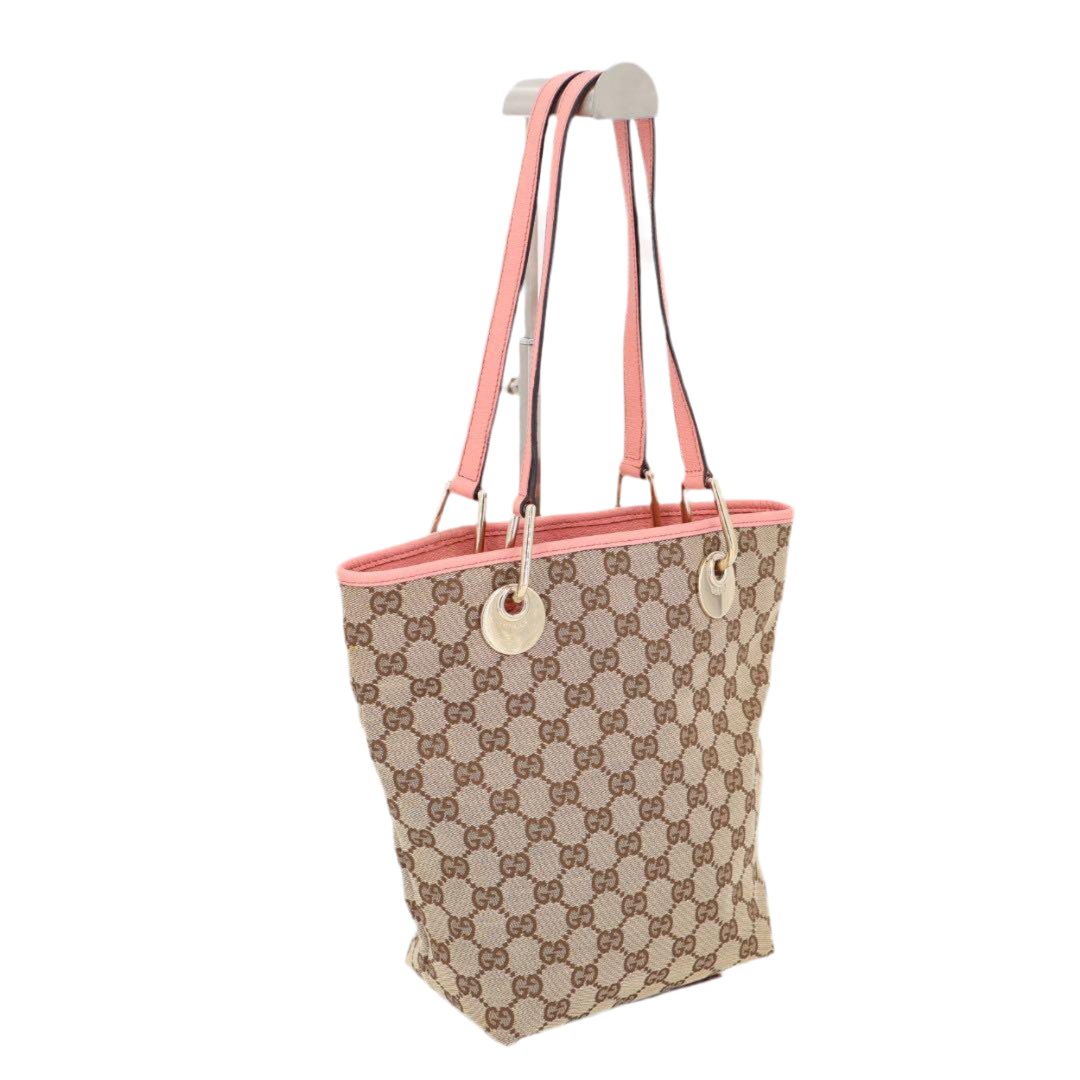 グッチ GUCCI GGキャンバス トートバッグ ショルダーバッグ ショルダートート レザー カーキベージュ ピンク 120840