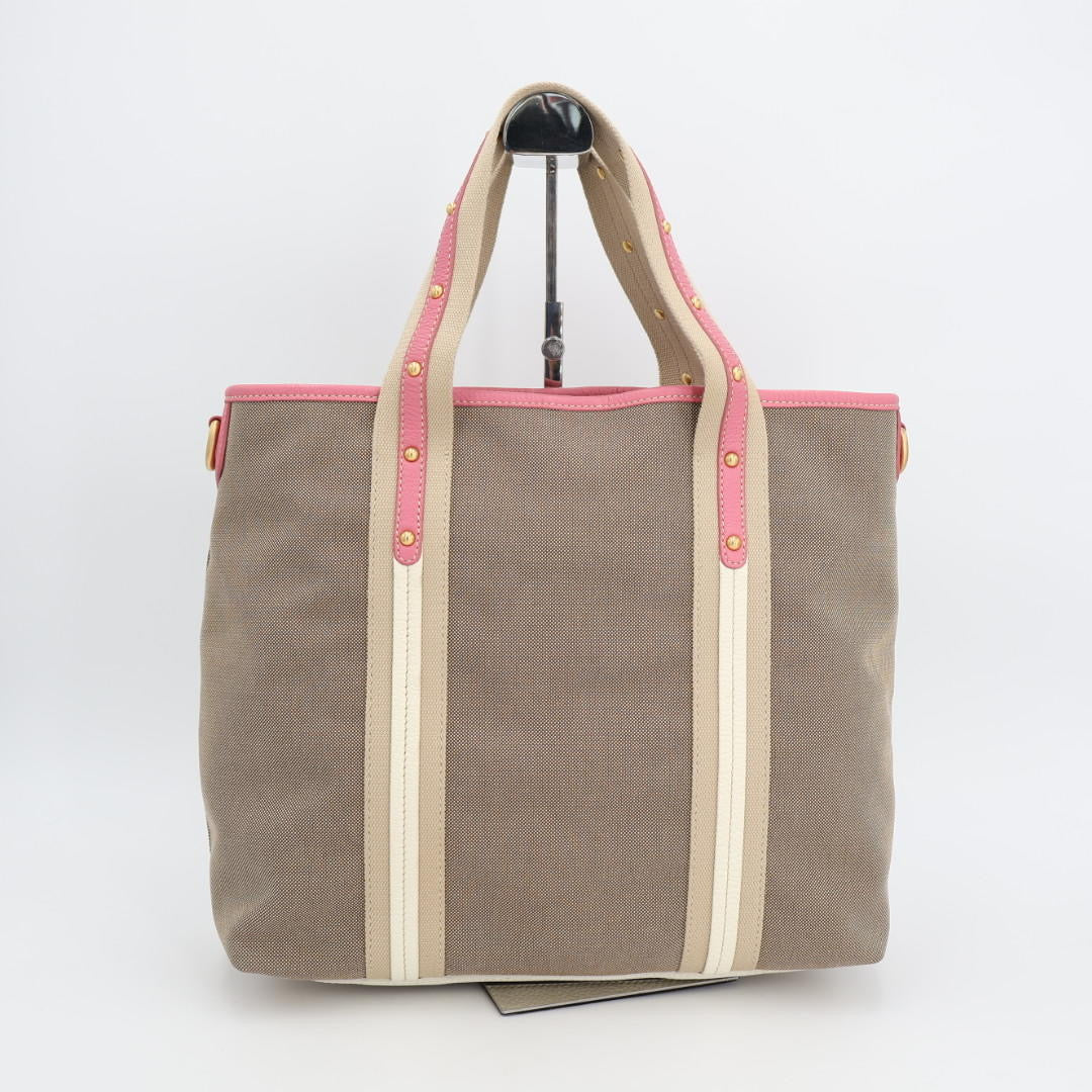 プラダ PRADA 2WAYﾄｰﾄ ｷｬﾝﾊﾞｽ/ﾚｻﾞｰ ﾋﾟﾝｸ