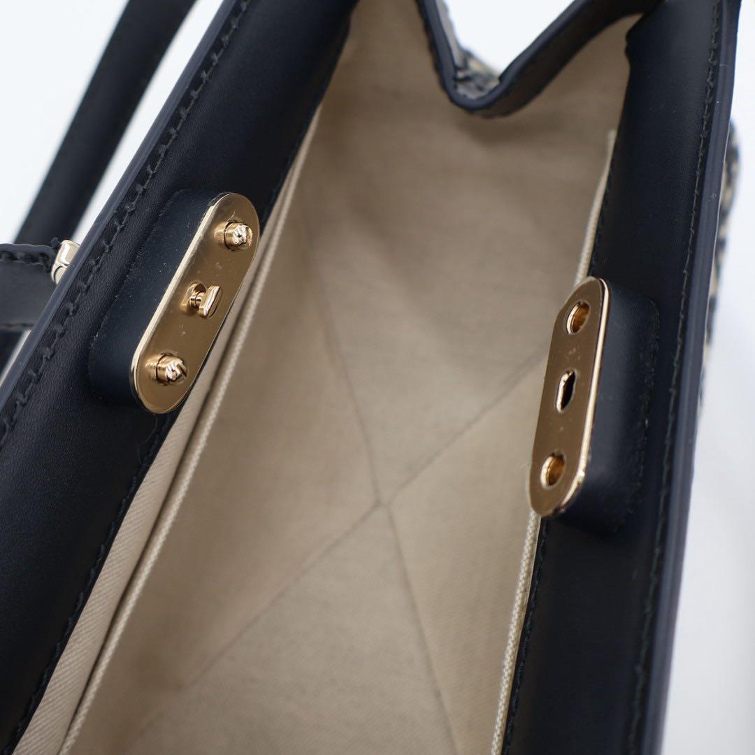 クリスチャンディオール Christian Dior オブリーク ディオール キー キャンバス×レザー ハンドバッグ 美品