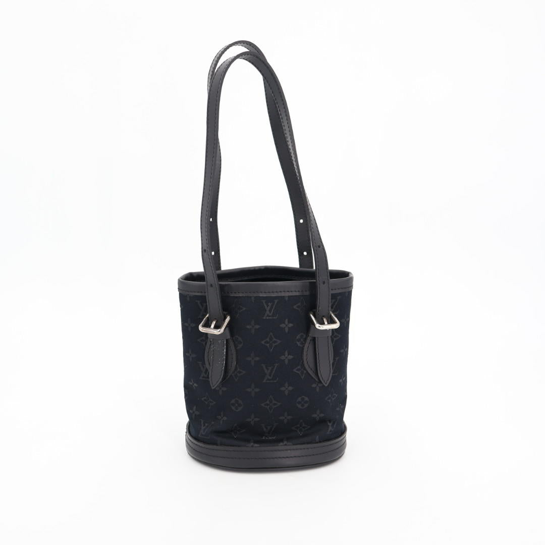 ルイ ヴィトン LOUIS VUITTON モノグラム サテン リトル バケット ハンド バッグ ノワール M92144 ブラック